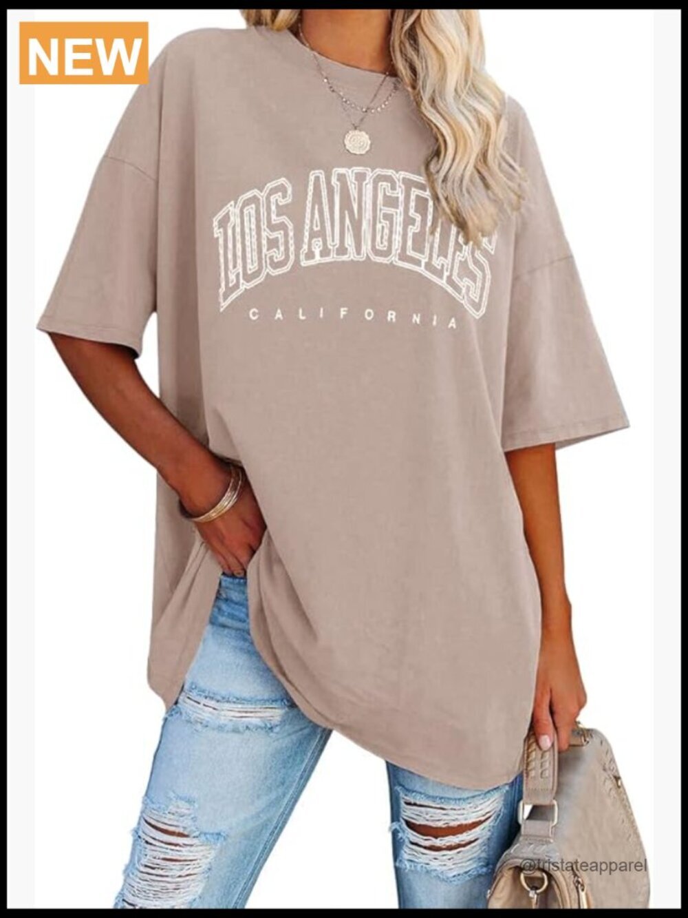 Oversized Los Angeles California Graphic Tunic T-Shirt Loose Casual Tee